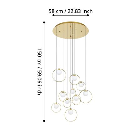 Eglo - Himmennettävä LED-kattokruunu johdossa 10xLED/3W/230V 3000K halkaisija 58 cm kulta