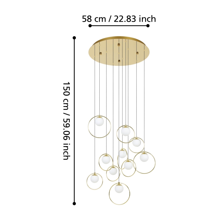 Eglo - Himmennettävä LED-kattokruunu johdossa 10xLED/3W/230V 3000K halkaisija 58 cm kulta