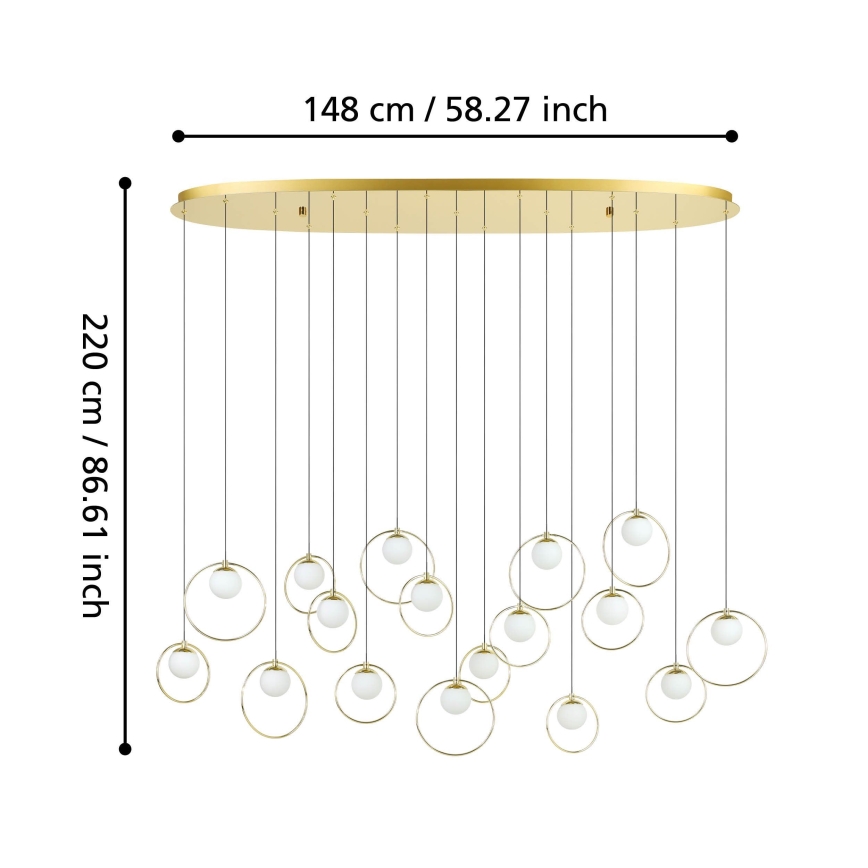 Eglo - Himmennettävä LED-kattokruunu johdossa 17xLED/3W/230V 3000K kulta