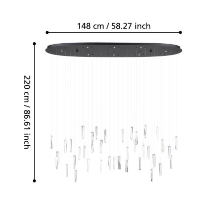 Eglo - Himmennettävä LED-kattokruunu johdossa 8xLED/4,2W/230V 3000K läpinäkyvä