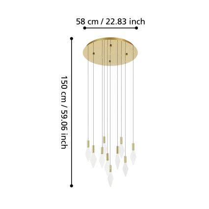 Eglo - Himmennettävä LED-kattokruunu johdossa 10xLED/3W/230V 3000K halkaisija 58 cm kulta