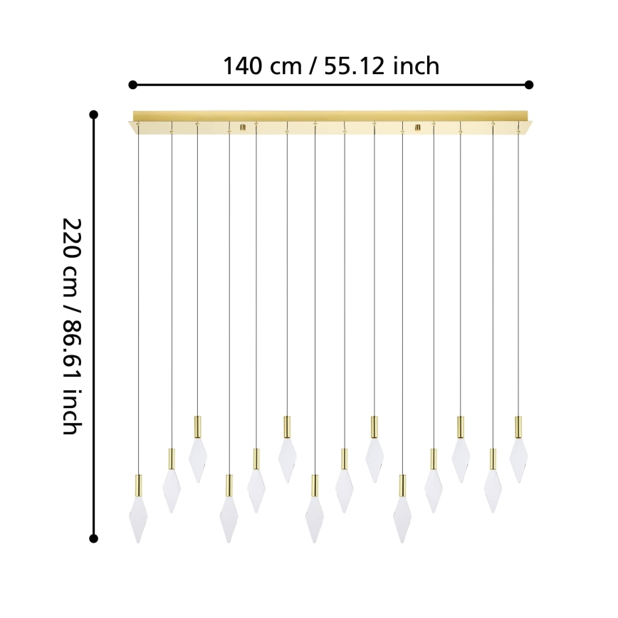 Eglo - Himmennettävä LED-kattokruunu johdossa 14xLED/3,3W/230V 3000K kulta