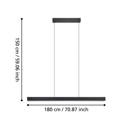 Eglo - Himmennettävä LED-kattokruunu johdossa LED/20W/230V 3000K musta