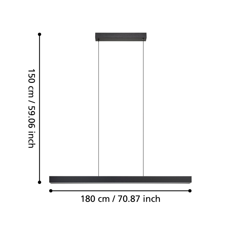 Eglo - Himmennettävä LED-kattokruunu johdossa LED/20W/230V 3000K musta