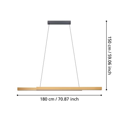 Eglo - Himmennettävä LED-kattokruunu johdossa LED/21W/230V 3000K ruskea