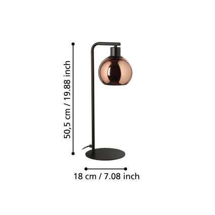 Eglo - Pöytävalaisin 1xE27/40W/230V kupari