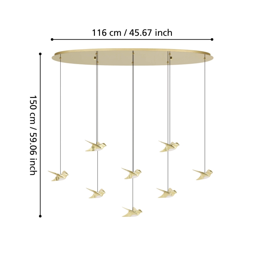 Eglo - Himmennettävä LED-kattokruunu johdossa 8xLED/4,2W/230V 3000K kulta