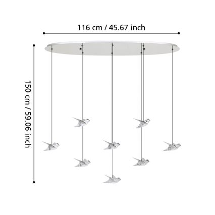 Eglo - Himmennettävä LED-kattokruunu johdossa 8xLED/4,2W/230V 3000K kiiltävä kromi