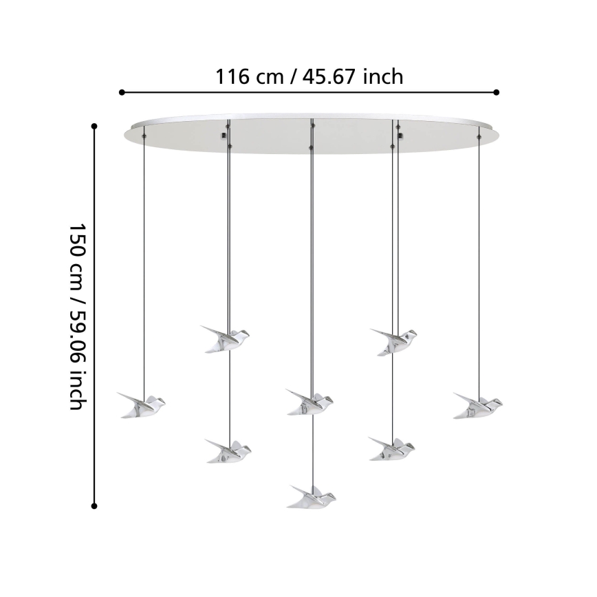 Eglo - Himmennettävä LED-kattokruunu johdossa 8xLED/4,2W/230V 3000K kiiltävä kromi