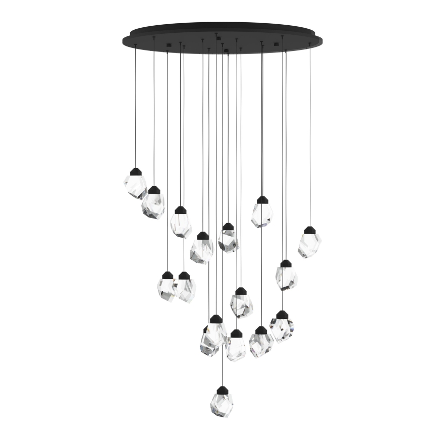 Eglo - Himmennettävä LED-kattokruunu johdossa 17xLED/3W/230V 3000K musta/läpinäkyvä