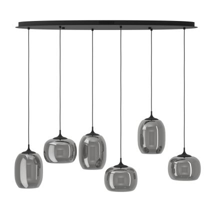 Eglo - Himmennettävä LED-kattokruunu johdossa 6xLED/3,7W/230V 2700-6500K savuinen + kauko-ohjaus