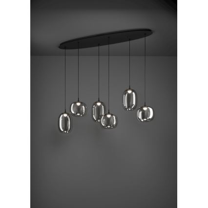 Eglo - Himmennettävä LED-kattokruunu johdossa 6xLED/3,7W/230V 2700-6500K savuinen + kauko-ohjaus
