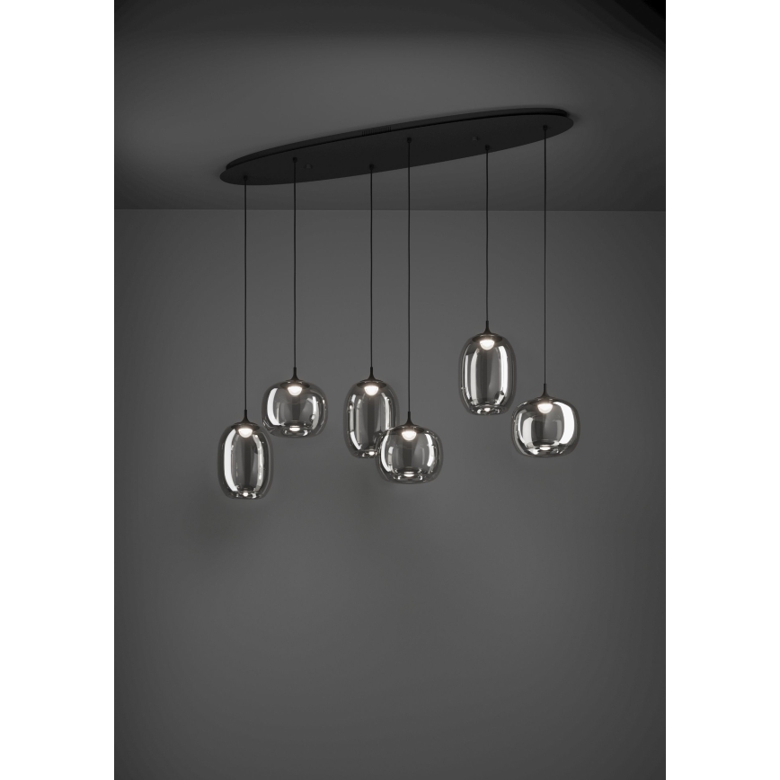 Eglo - Himmennettävä LED-kattokruunu johdossa 6xLED/3,7W/230V 2700-6500K savuinen + kauko-ohjaus