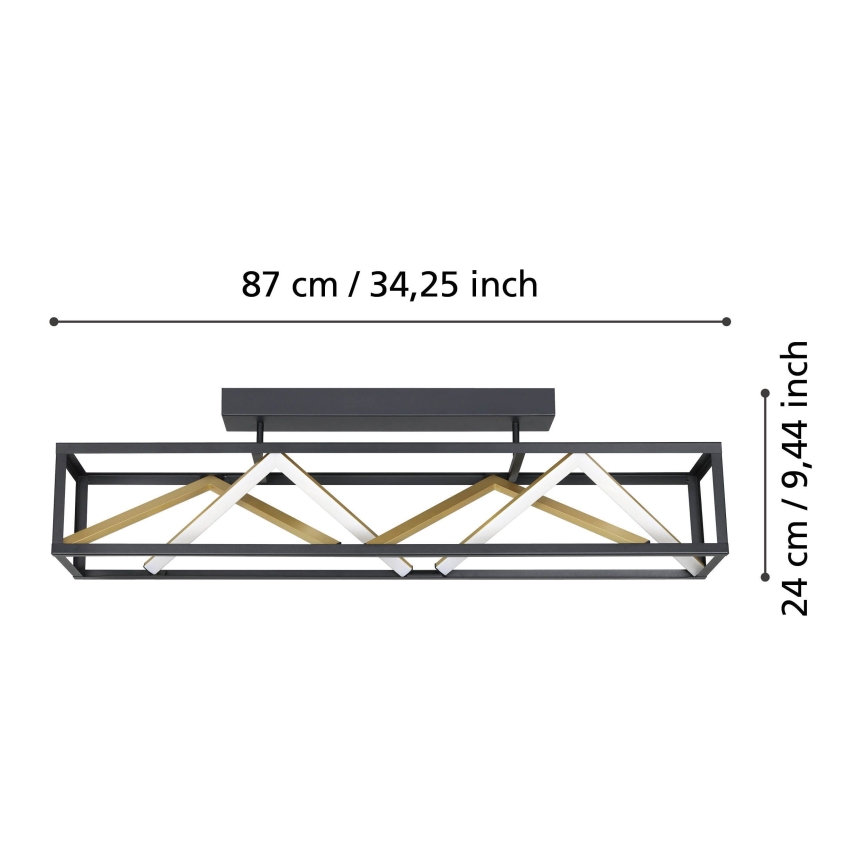 Eglo - LED-himmennyskattokruunu LED/45W/230V 2700-6500K musta/kulta + kauko-ohjaus