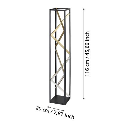 Eglo - Himmennettävä LED-lattiavalaisin LED/23W/230V 2700-6500K musta/kulta + kauko-ohjaus