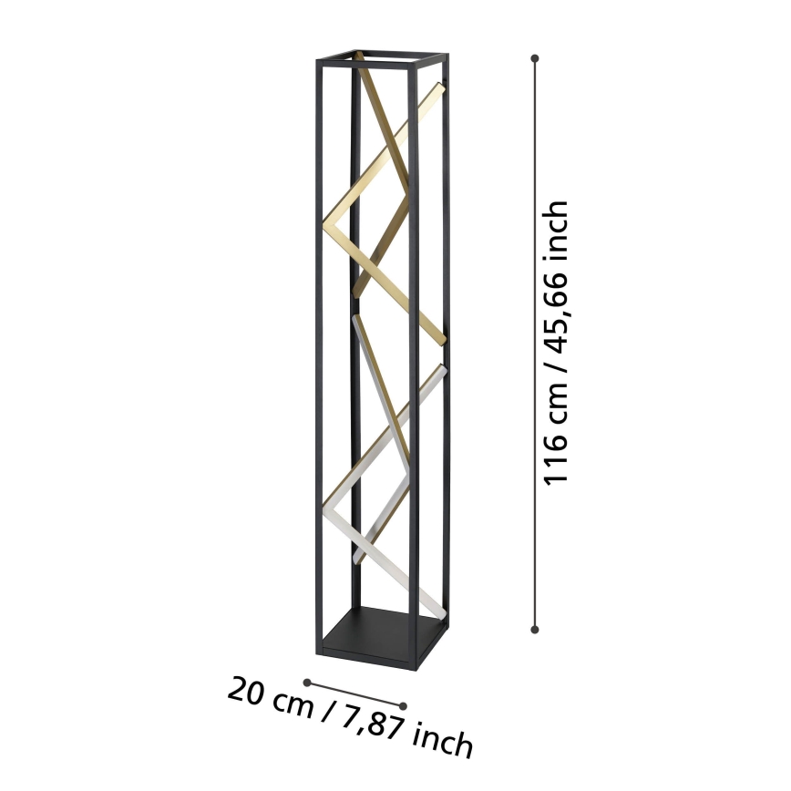 Eglo - Himmennettävä LED-lattiavalaisin LED/23W/230V 2700-6500K musta/kulta + kauko-ohjaus