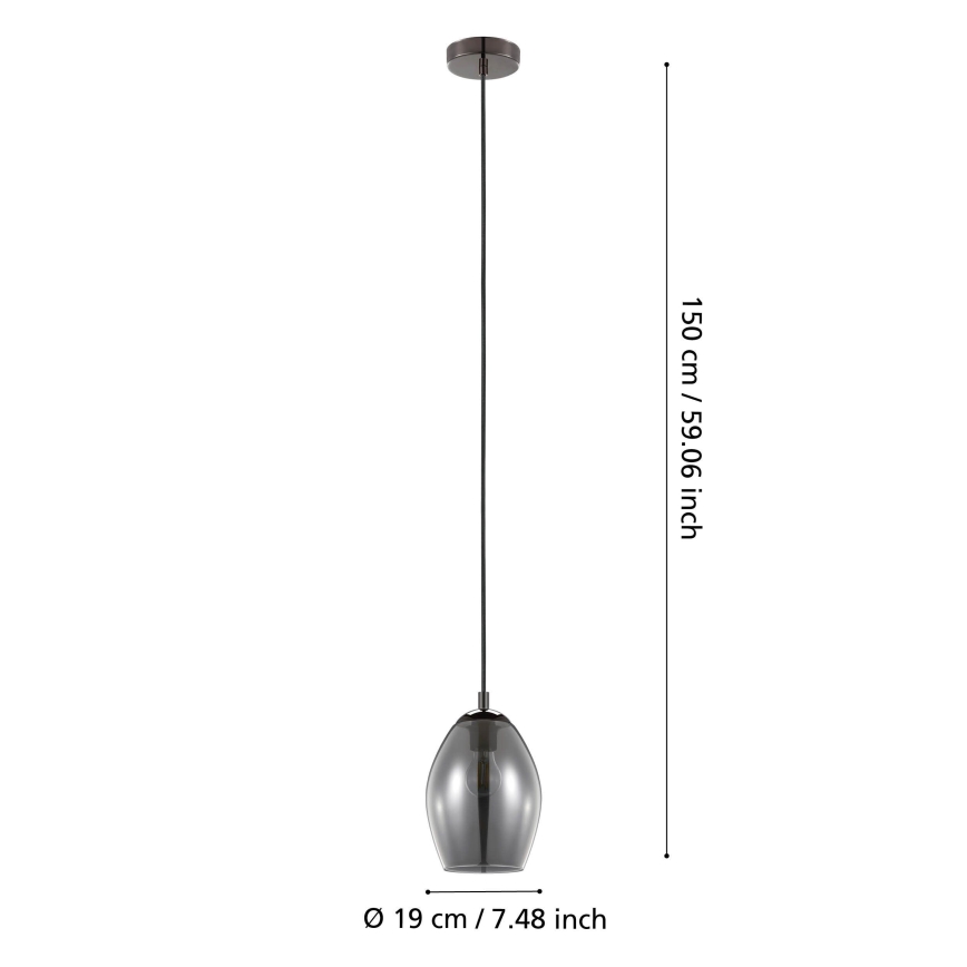 Eglo - Kattokruunu johdossa 1xE27/60W/230V savuinen