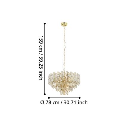 Eglo 39614 - Kattokruunu ketjulla CALMEILLES 10xE14 / 25W / 230V d. 78 cm