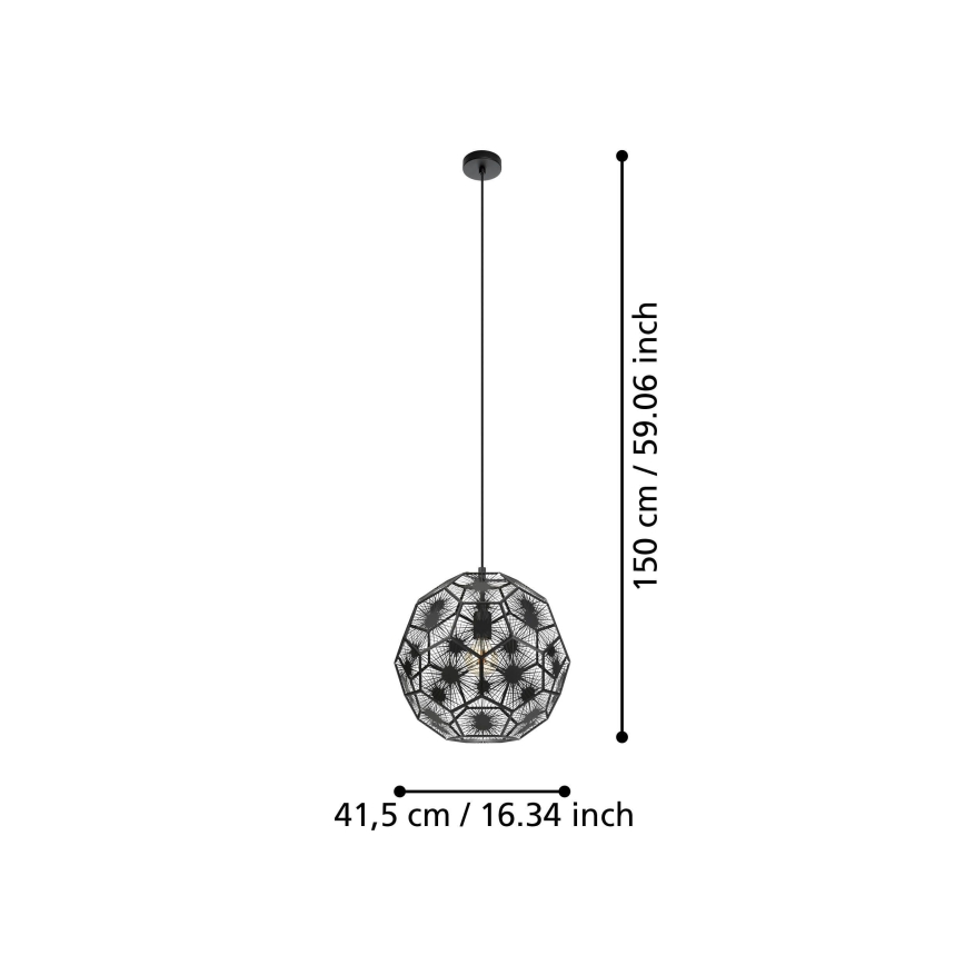 Eglo - Kattokruunu johdossa 1xE27/60W/230V halkaisija 41 cm musta