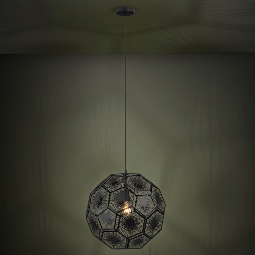 Eglo 39619 - Kattokruunu johdossa 1xE27/60W/230V halkaisija 50 cm musta