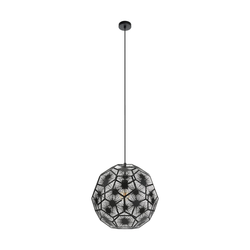 Eglo 39619 - Kattokruunu johdossa 1xE27/60W/230V halkaisija 50 cm musta