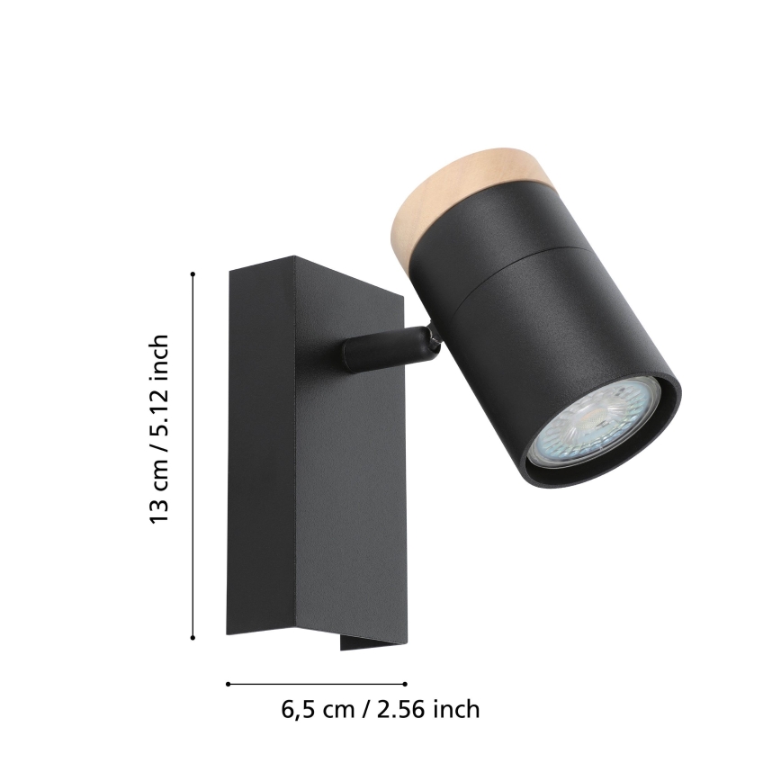 Eglo - LED-seinävalaisin 1xGU10/4,5W/230V 3000K musta/ruskea