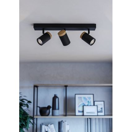 Eglo - LED-kohdevalaisin 3xGU10/4,5W/230V 3000K musta/ruskea