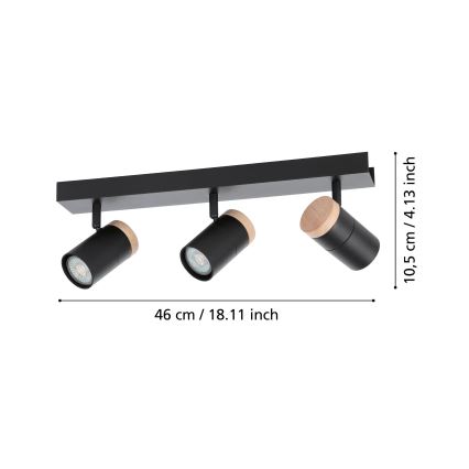 Eglo - LED-kohdevalaisin 3xGU10/4,5W/230V 3000K musta/ruskea