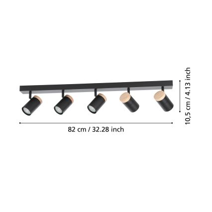 Eglo - LED-kohdevalaisin 5xGU10/4,5W/230V 3000K musta/ruskea