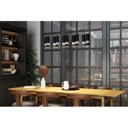 Eglo - LED-kattokruunu johdossa 10xGU10/4,6W/230V musta