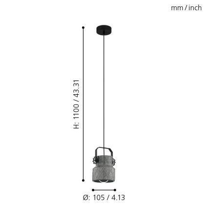 Eglo 39854 - Kattokruunu narulla HILCOTT 1xE27/40W/230V