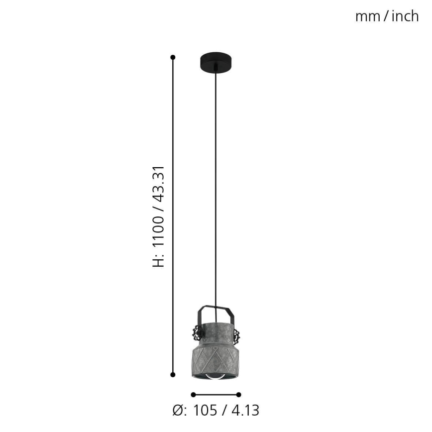 Eglo 39854 - Kattokruunu narulla HILCOTT 1xE27/40W/230V