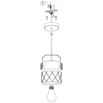 Eglo 39854 - Kattokruunu narulla HILCOTT 1xE27/40W/230V