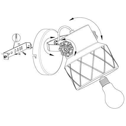 Eglo 39868 - Seinävalaisin HILCOTT 1xE27/40W/230V