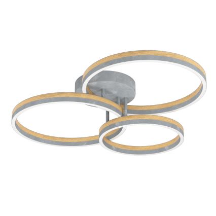 Eglo - LED-himmennyskattokruunu LED/12,5W/230V + 2xLED/15,5W 3000K harmaa/tammi