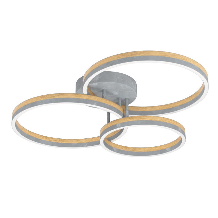 Eglo - LED-himmennyskattokruunu LED/12,5W/230V + 2xLED/15,5W 3000K harmaa/tammi