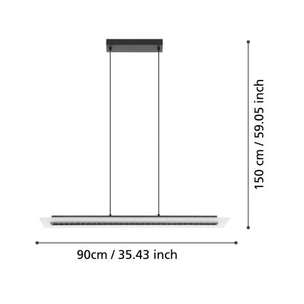 Eglo - Himmennettävä LED-kattokruunu johdossa LED/57,5W/230V 3000K musta + kauko-ohjaus