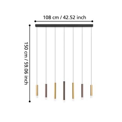 Eglo - Himmennettävä LED-kattokruunu johdossa 7xLED/3,1W/230V 3000K antrasiitti/kulta