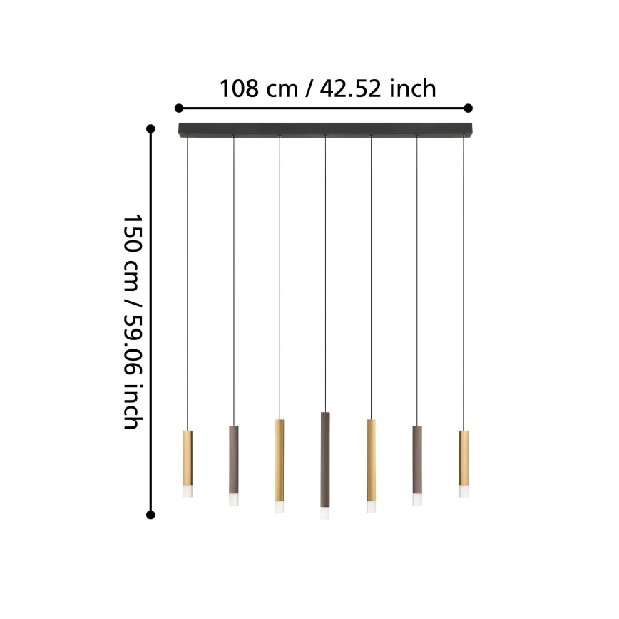 Eglo - Himmennettävä LED-kattokruunu johdossa 7xLED/3,1W/230V 3000K antrasiitti/kulta
