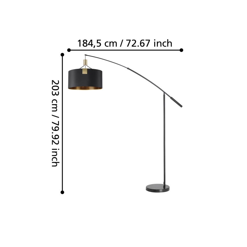 Eglo - Lattialamppu 3xE27/40W/230V musta/kulta