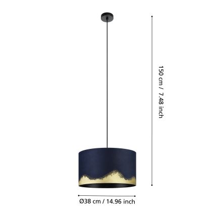 Eglo - Kattokruunu johdossa 1xE27/40W/230V halkaisija 38 cm sininen/kulta