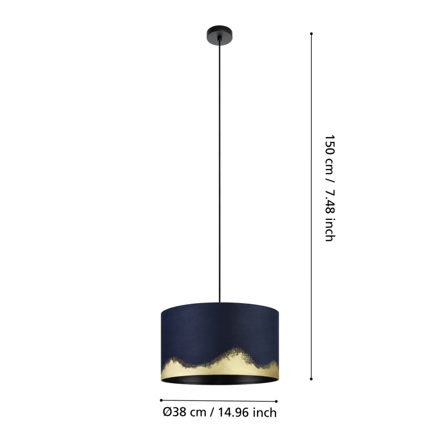 Eglo - Kattokruunu johdossa 1xE27/40W/230V halkaisija 38 cm sininen/kulta