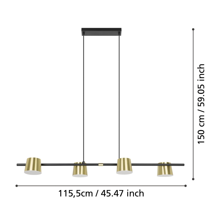 Eglo - LED-kattokruunu johdossa 4xGU10/4,6W/230V 3000K kulta