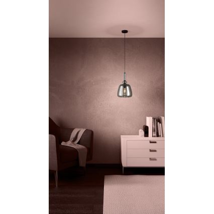 Eglo - Kattokruunu johdossa 1xE27/40W/230V savuinen
