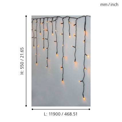 Eglo 410824 - LED-ulkojouluketju 480xLED/17x0,55m IP44 lämpimänvalkoinen