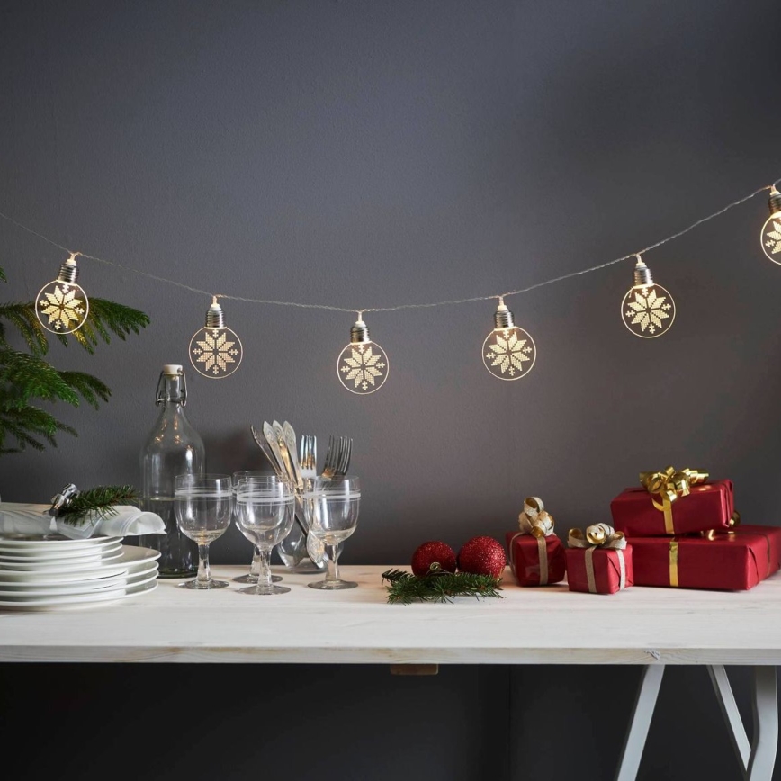 Eglo 411112 - LED-jouluketju ORNAMENT 10xLED/3xAA 2,4m lämpimänvalkoinen