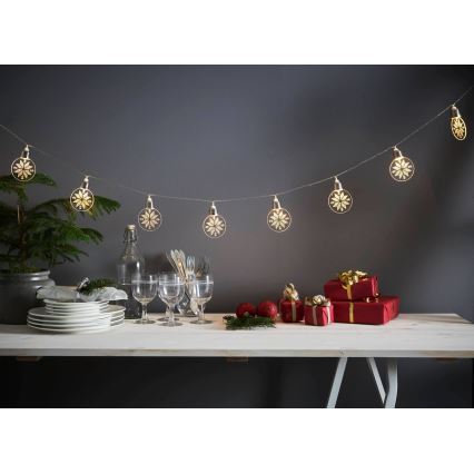 Eglo 411112 - LED-jouluketju ORNAMENT 10xLED/3xAA 2,4m lämpimänvalkoinen