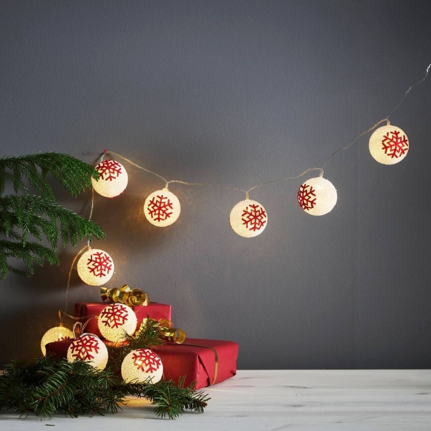 Eglo 411113 - LED-jouluketju ORNAMENT 10xLED/3xAA 1,65m lämpimänvalkoinen