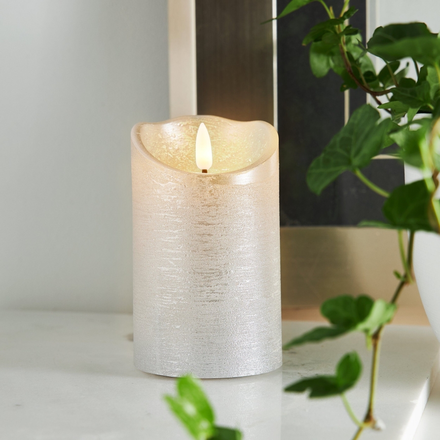 Eglo 411503 - LED-kynttilä FLAMME RUSTIC LED/2xAA hopea