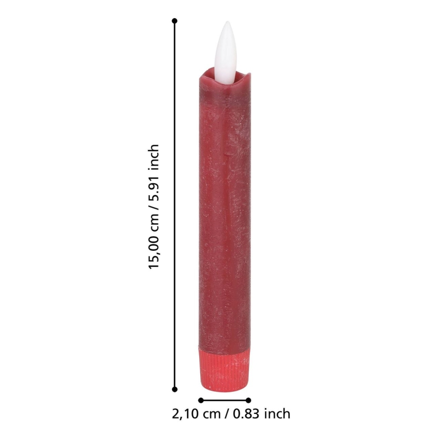 Eglo - SETTI 2x LED Kynttilä LED/1xAAA 15 cm punainen